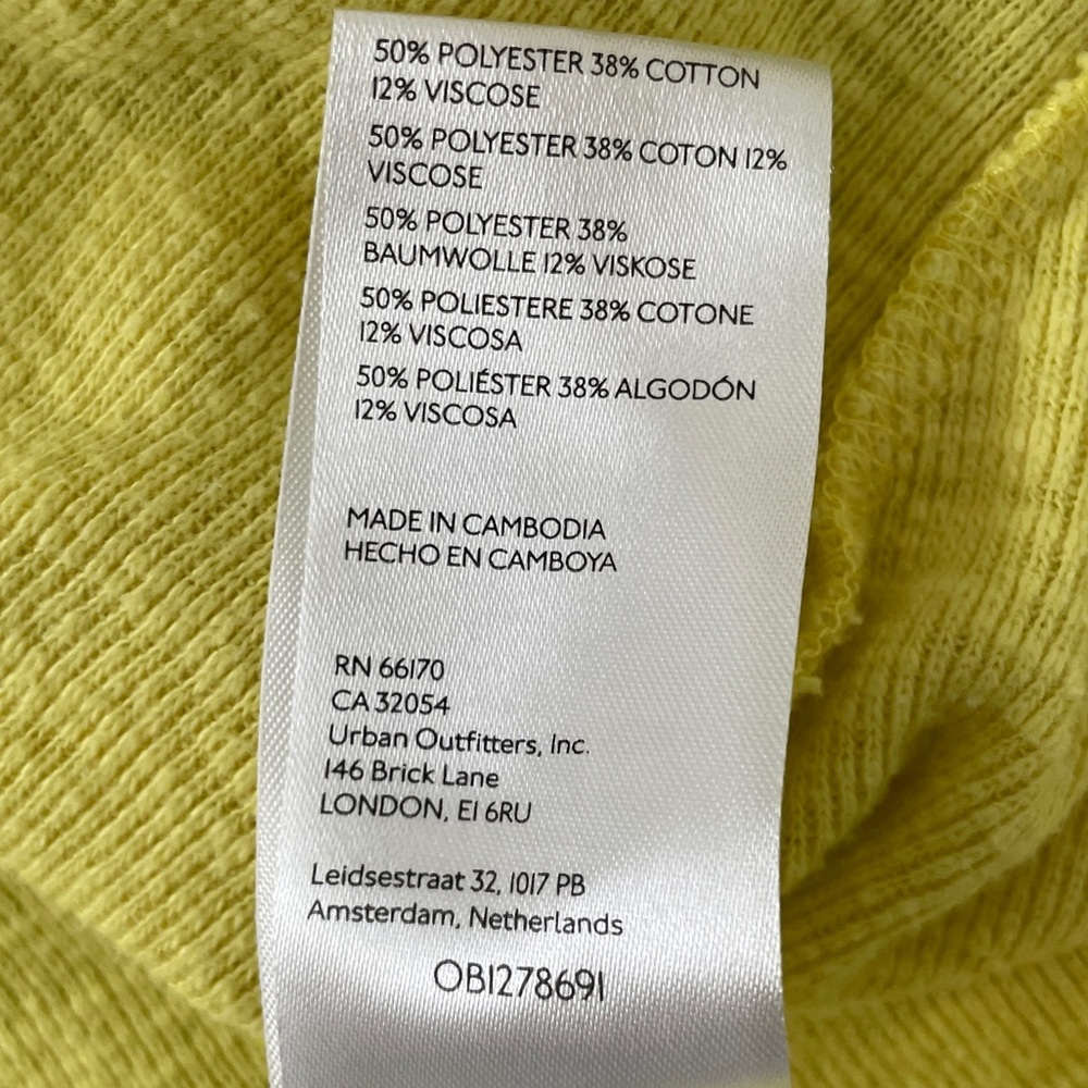 PILCRO Ruffled Raglan XXS Butter Yellow Lightweight Long Sleeve Top - Picture 4 of 7